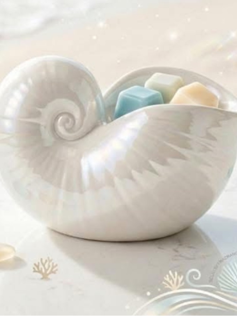 Scentsy NAUTILUS Warmer + Wax Bar Sea Shell Ocean Sea Beach Nautical Coastal NIB